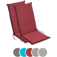 Sleepling - Set de 2 coussins pour chaise de jardin, 120 x 50 cm, 6 cm d'épaisseur, rouge