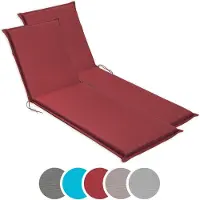 Sleepling - Set de 2 chaises longues de jardin, rembourrage pour chaise longue, 190 x 58 cm, 6 cm d'épaisseur, rouge