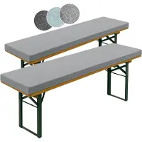 Sleepling set de 2 coussins de banc de bière 220 x 25 cm, gris clair, épaisseur 4 cm, avec boucles de maintien pour la fixation, extra épais,