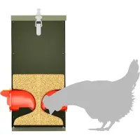 vidaXL Distributeur de nourriture pour poulets, vert olive, 32,5 x 20,5 x 43 cm, capacité de 25 kg