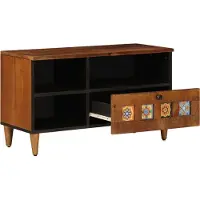 vidaXL Meuble TV avec étagère, noyer, 80 x 33 x 46 cm, bois massif de manguier