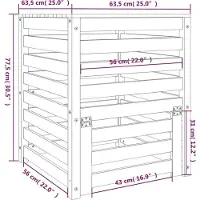 vidaXL Composteur 63,5x63,5x77,5 cm Bois massif de pin