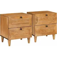 vidaXL Table de chevet avec tiroir 2 pcs Marron clair 40 x 33 x 46 cm