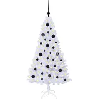 vidaXL Sapin de Noël artificiel avec 150 LED Blanc 150 cm PVC et Acier