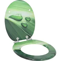 vidaXL Abattant de WC à fermeture douce « Gouttes vertes » 44 x 38 cm, plateau en MDF