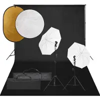 vidaXL Kit de studio photo avec éclairage toile de fond et réflecteur