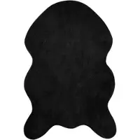 vidaXL Tapis antidérapant en Fourrure artificielle de lapin OLITE Noir