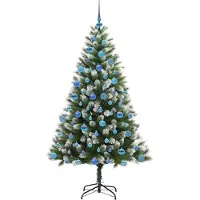 vidaXL Sapin de Noël artificiel à charnière avec neige en flocons