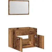 vidaXL Ensemble de meubles de salle de bain 2 pièces imitation vieux bois Matériau dérivé du bois