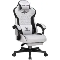 GTPLAYER Chaise de jeu , Chaise de jeu ergonomique en tissu avec soutien lombaire, Chaise PC avec dossier élargi, Charge maximale 150 kg, Gris