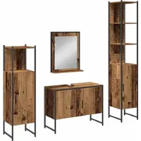 vidaXL Ensemble de meubles de salle de bain , 4 pièces, marron, 33 x 33 x 185,5 cm