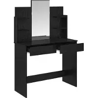 vidaXL Coiffeuse avec miroir noir imitation chêne 96 x 39 x 142 cm