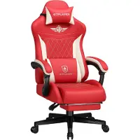 GTPLAYER Chaise de jeu , chaise de jeu ergonomique en cuirPolyuréthaneavec soutien lombaire, chaise PC avec dossier élargi, supporte jusqu'à 150 kg, Ro