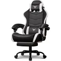 GTPLAYER Chaise gaming Chaise de bureau Chaise gaming ergonomique avec repose-pieds, appui-tête et soutien lombaire réglables, fauteuil gaming, blanc