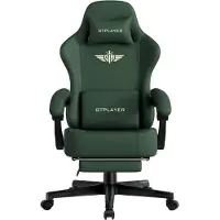 GTPLAYER Chaise de jeu Fauteuil de jeu ergonomique Chaise de bureau avec coussin d'assise à ressorts en similicuir, accoudoirs connectés, avec repose-pieds