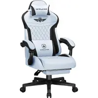 GTPLAYER Chaise de jeu , Chaise de jeu ergonomique en flanelle de haute qualité avec soutien lombaire, Chaise PC avec dossier élargi, 150 KG
