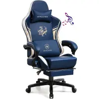 GTPLAYER Chaise de jeu Chaise de jeu avec haut-parleurs Bluetooth et repose-pieds, Dragon Series chaise de bureau, fauteuil pivotant ergonomique, chaise d'ordinateur bleu