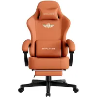 GTPLAYER Chaise de jeu Fauteuil de jeu ergonomique Chaise de bureau avec surface en tissu Coussin d'assise à ressorts, accoudoirs connectés, avec repose-pieds