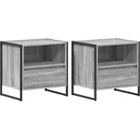 vidaXL Table de chevet avec tiroir 2 pcs Gris Sonoma 50 x 39,5 x 50 cm