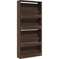 vidaXL Armoire à chaussures avec miroir 4 compartiments imitation chêne brun 63x17x134cm
