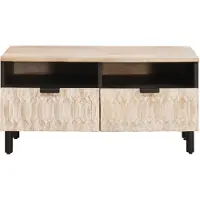 vidaXL Table basse avec tiroirs Blanc 80 x 54 x 40 cm Bois massif Mango