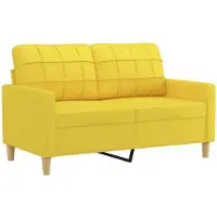 vidaXL Canapé 2 places jaune clair 120 cm Tissu