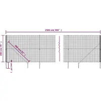vidaXL Clôture grillagée avec douilles de sol Anthracite 2x25 m