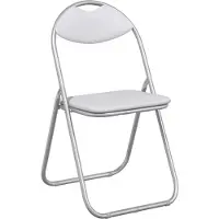 vidaXL : Ensemble de 8 chaises pliantes en similicuir, blanc et gris, dimensions : 48 x 43,5 x 81 cm
