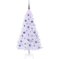 vidaXL Sapin de Noël artificiel avec 150 LED Blanc 150 cm PVC et Acier