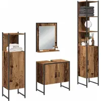 vidaXL Ensemble de meubles de salle de bain , 4 pièces, marron, 33 x 33 x 185,5 cm