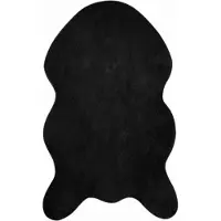 vidaXL Tapis antidérapant en fourrure synthétique Olite Noir 50 x 80 cm
