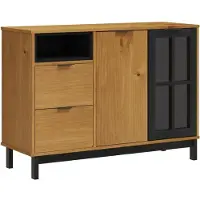 vidaXL Buffet avec porte vitrée FLAM 110x40x80 cm pin massif