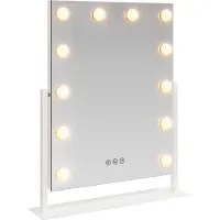 vidaXL Miroir de Coiffure LED Blanc 44 x 10 x 53 cm Verre et acier