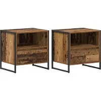 vidaXL Table de chevet avec tiroir 2 pcs Bois Ancien 50 x 39,5 x 50 cm