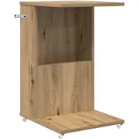vidaXL Table d'appoint avec roue Chêne artisanal 40 x 35 x 60 cm