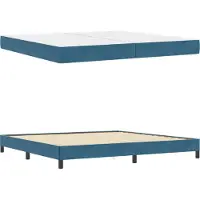 vidaXL Lit boxspring avec matelas bleu foncé 200 x 200 cm Tissu