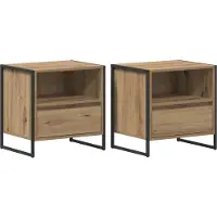vidaXL Table de chevet 2 pcs Chêne artisan 50 x 39,5 x 50 cm