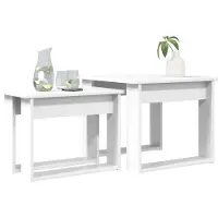 vidaXL Table basse Set 2 pcs Blanc Bois composite