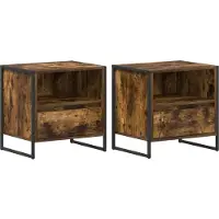 vidaXL Table de chevet avec tiroir 2 pcs Chêne Fumé 50 x 39,5 x 50 cm