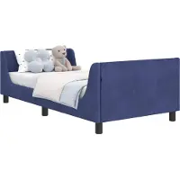 vidaXL Sommier de lit d'enfant avec tête de lit bleu police 90 x 200 cm velours