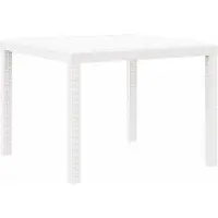 vidaXL Table de jardin blanche 100 x 100 x 73 cm Poly-Rattan