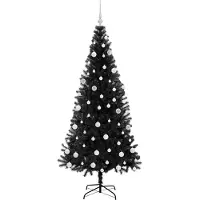 vidaXL Sapin de Noël avec 300 LED avec support Noir 180 cm PVC