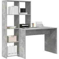 vidaXL Bureau , gris béton, 138,5 x 55 x 143 cm, fabriqué en panneaux de particules