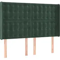 vidaXL Tête de lit avec oreilles vert foncé 183x16x118/128 cm velours