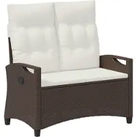 vidaXL Banc de jardin avec coussins marron et crème 105 x 60 x 112 cm