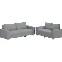 vidaXL Ensemble de canapés 2 pièces avec coussins Tissu gris clair
