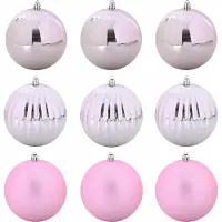 vidaXL Ensemble de Boules de Noël 9 pcs Rose Plastique