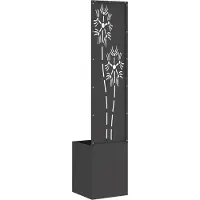 vidaXL Toile pare-vue jardin Floral Noir 32 x 140 cm
