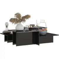vidaXL Tables basses 2pcs noir brillant 111,5x50x33cm bois composite