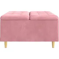 vidaXL Coffre de rangement en forme de pouf, rose, 80 x 80 x 45 cm, en velours